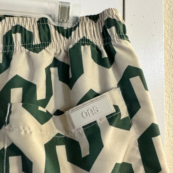 OAS Atlas Board Short Lined Size Large  Green/ Cream Vacation Swimwear - Picture 5 of 9